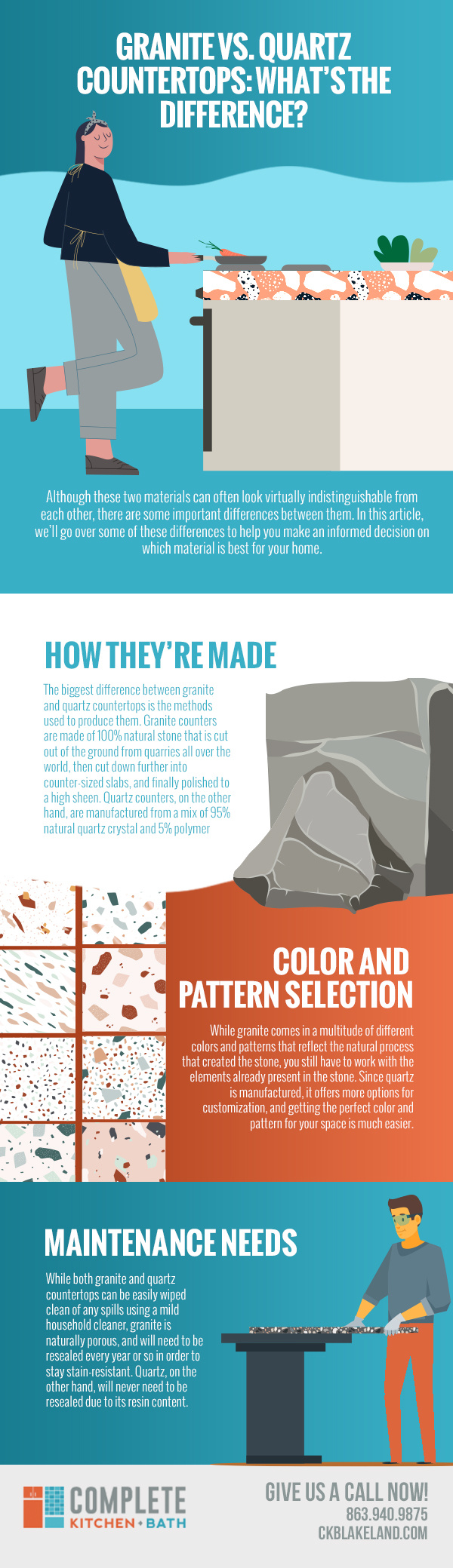 Granite vs. Quartz Countertops: What’s the Difference? [infographic]